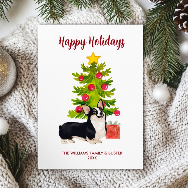 Personalised Corgi Dog Family Christmas Holiday Card (Creator Uploaded)