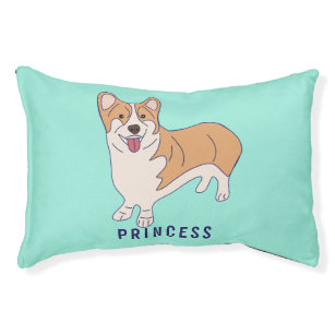 Personalised Corgi Dog Mint Green Pet Bed