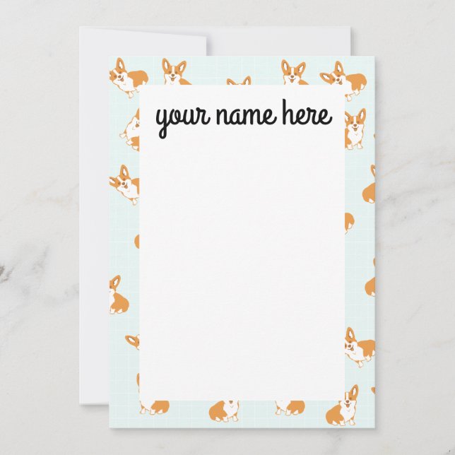 Personalised Corgi Notecards (Front)