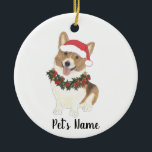 Personalised Corgi (Red & White) Ceramic Tree Decoration<br><div class="desc">Make the nice list this year with an ornament of your favourite little elf!</div>