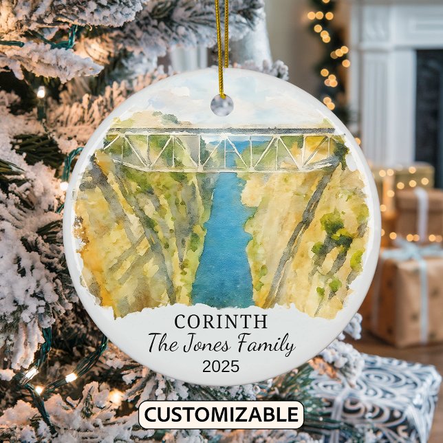 Personalised Corinth Ornament, Greece Ceramic Tree Decoration (Creator Uploaded)