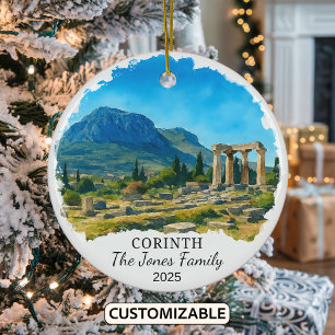 Personalised Corinth Ornament, Greece Ceramic Tree Decoration