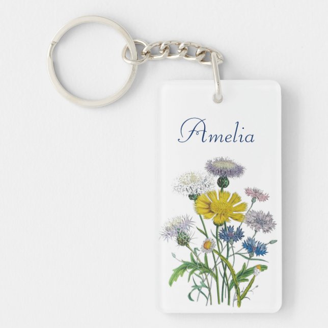 Personalised Cornflowers Key Ring (Front)
