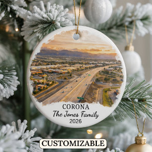 Personalised Corona Ornament, Custom California Ceramic Tree Decoration