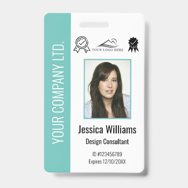Personalised Corporate Certified Employee Teal ID Badge (Front)