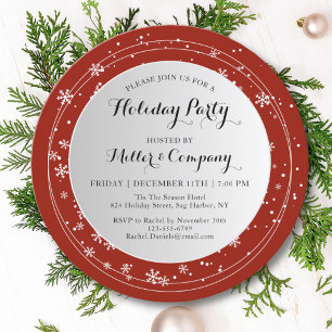 Personalised Corporate Christmas Red Snowflake Invitation