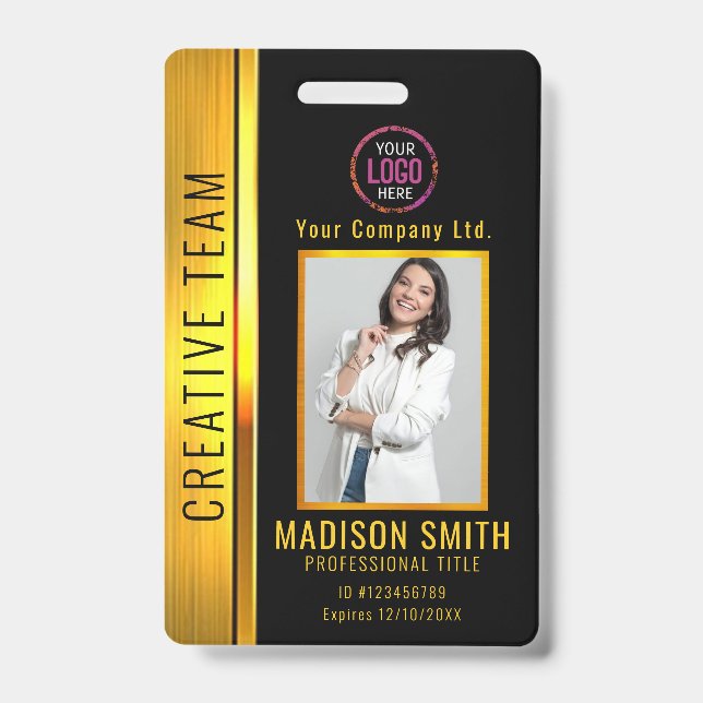 Personalised Corporate Employee Black ID Badge (Front)