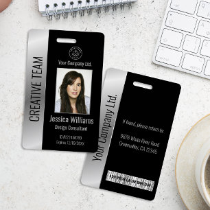 Personalised Corporate Employee Black Silver ID ID Badge