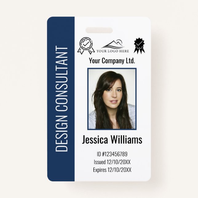 Personalised Corporate Employee Blue ID ID Badge (Front)