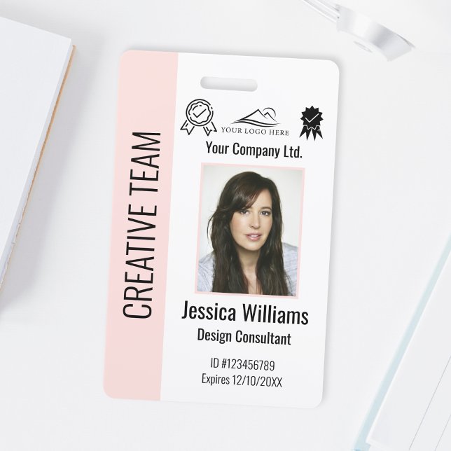 Personalised Corporate Employee Blush Pink ID Badge (Creator Uploaded)