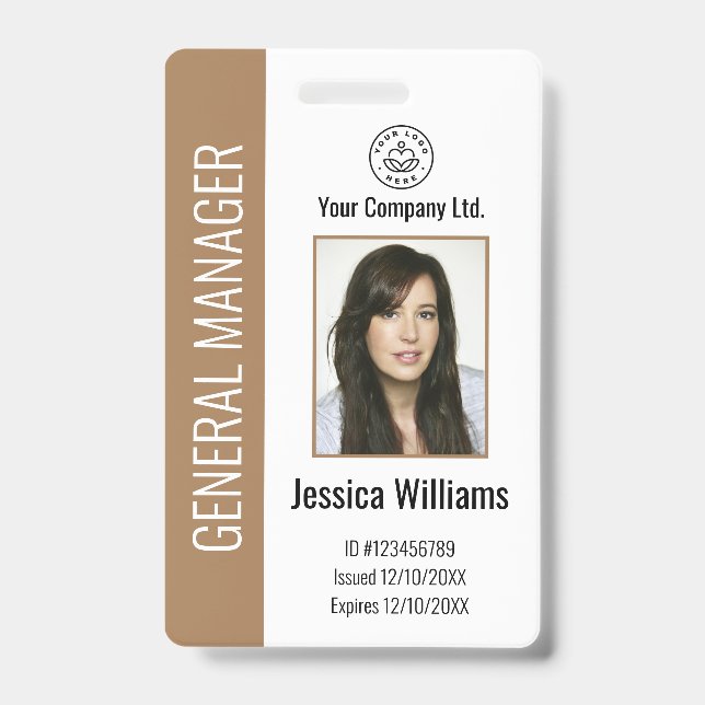 Personalised Corporate Employee Brown ID  Badge (Front)