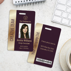 Personalised Corporate Employee Burgundy ID Badge