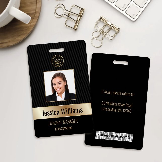Personalised Corporate Employee Gold Black ID Badge (Creator Uploaded)