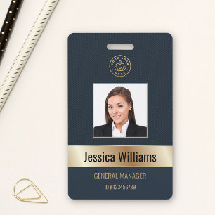 Personalised Corporate Employee Gold Blue ID Badge