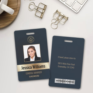 Personalised Corporate Employee Gold Blue ID ID Badge