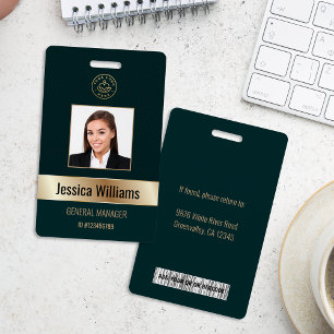 Personalised Corporate Employee Gold Green ID Badge