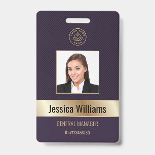 Personalised Corporate Employee Gold Purple ID Badge