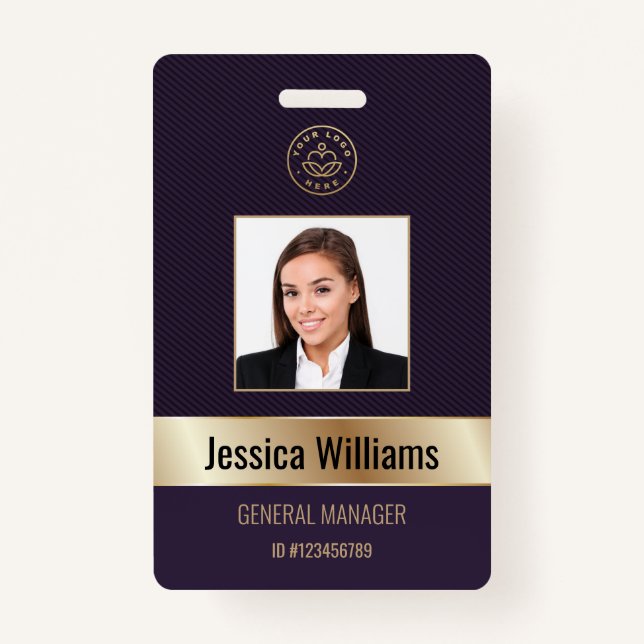 Personalised Corporate Employee Gold Purple ID ID Badge (Front)