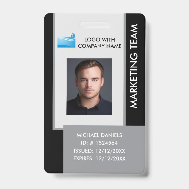 Personalised Corporate Employee ID Badge black (Front)