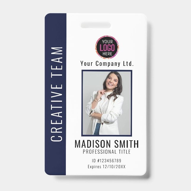 Personalised Corporate Employee ID Badge Blue (Front)