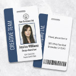 Personalised Corporate Employee ID Badge Blue<br><div class="desc">Easily personalise this professional employee photo ID badge with your custom details.</div>