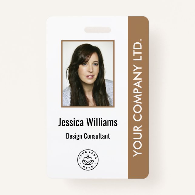 Personalised Corporate Employee ID Badge Brown (Front)