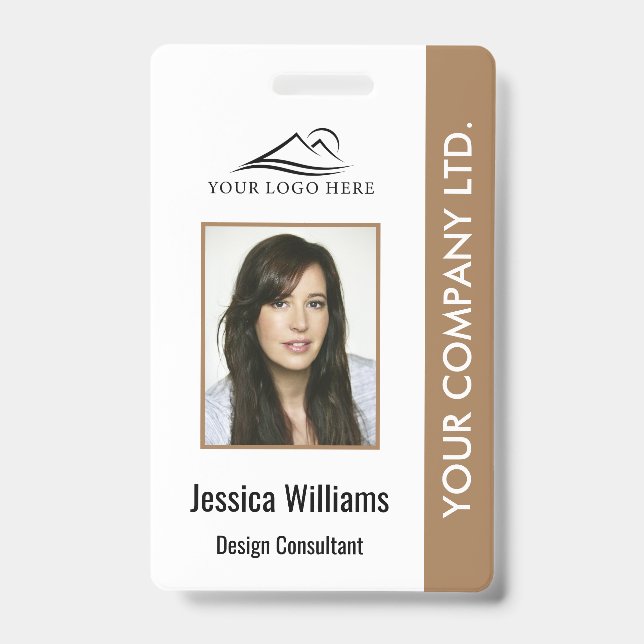 Personalised Corporate Employee ID Badge Brown (Front)