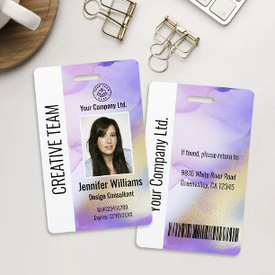 Personalised Corporate Employee ID Badge Purple