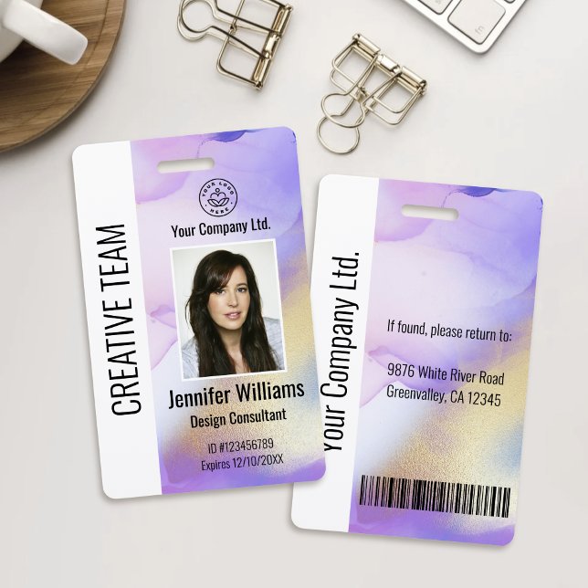 Personalised Corporate Employee ID Badge Purple (Creator Uploaded)