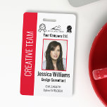 Personalised Corporate Employee ID Badge Red<br><div class="desc">Easily personalise this professional employee photo ID badge with your custom details.</div>