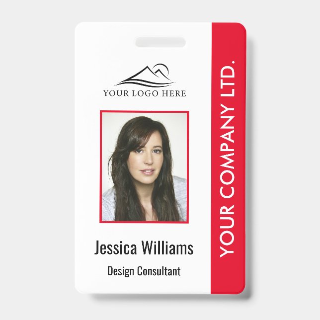 Personalised Corporate Employee ID Badge Red (Front)