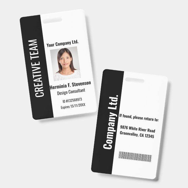 Personalised Corporate Employee ID Badge Teal (Front & Back)