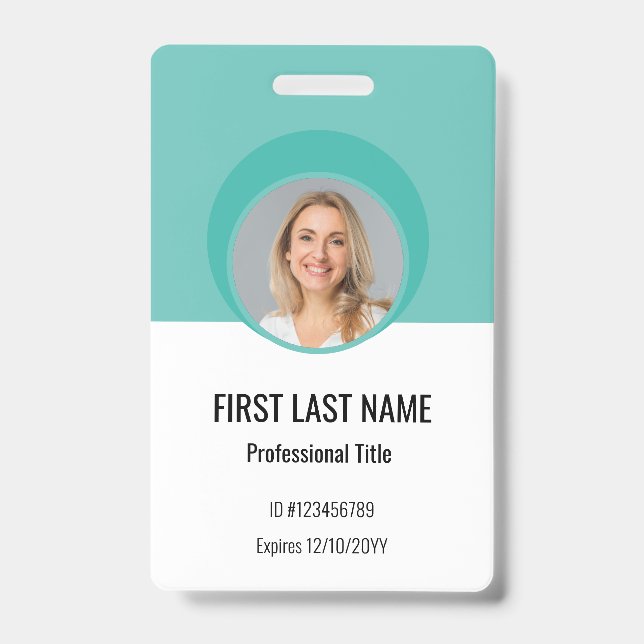 Personalised Corporate Employee ID Badge Teal (Front)