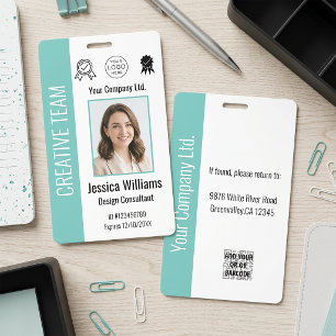 Personalised Corporate Employee ID Badge Teal