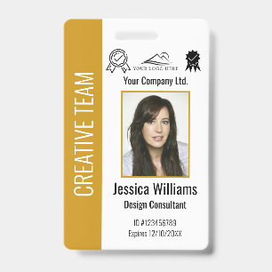 Personalised Corporate Employee ID Mustard Yellow Badge