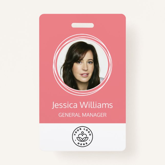 Personalised Corporate Employee ID Pink ID Badge (Front)