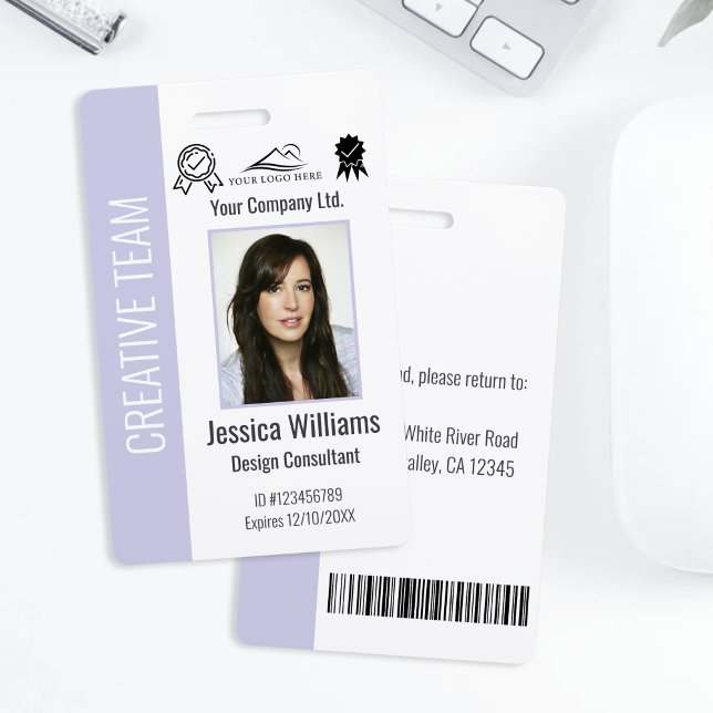 Personalised Corporate Employee Pastel Lavender ID ID Badge (Creator Uploaded)