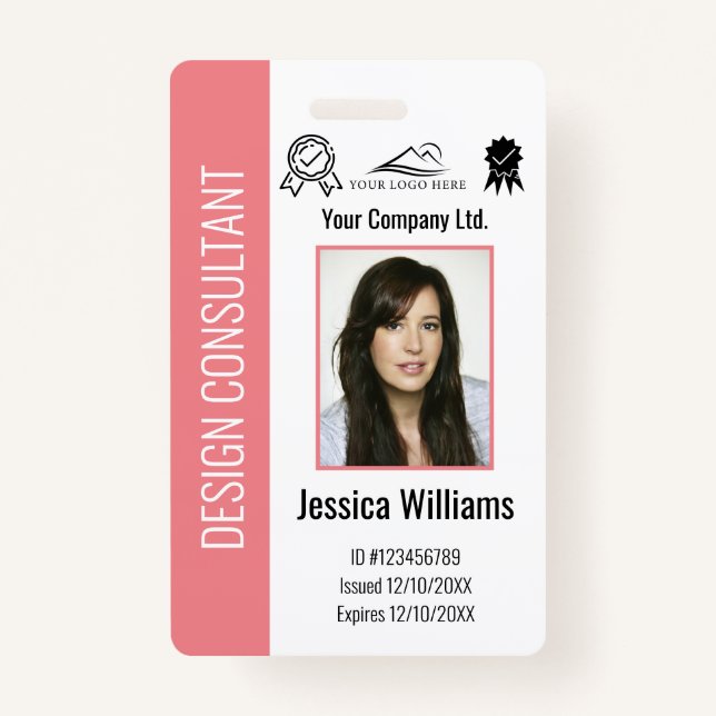 Personalised Corporate Employee Pink ID  ID Badge (Front)