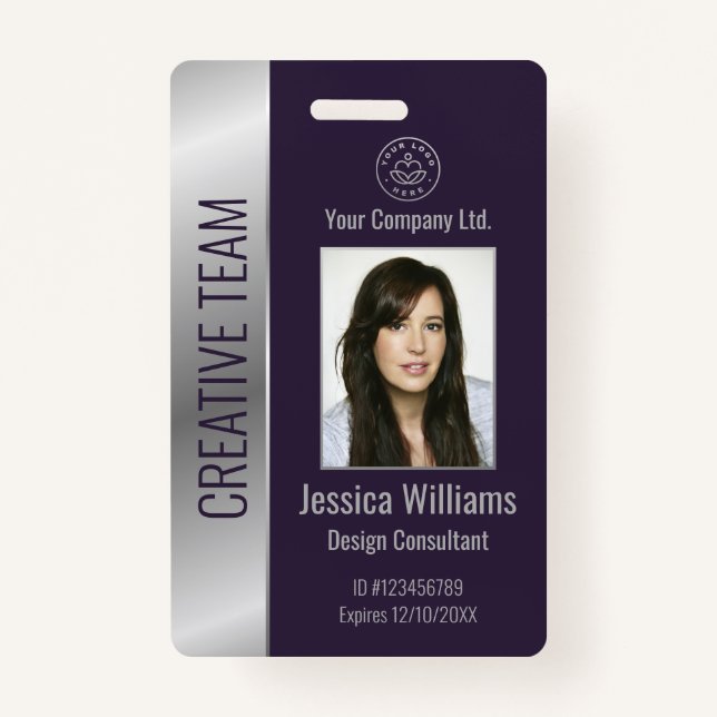 Personalised Corporate Employee Purple ID ID Badge (Front)