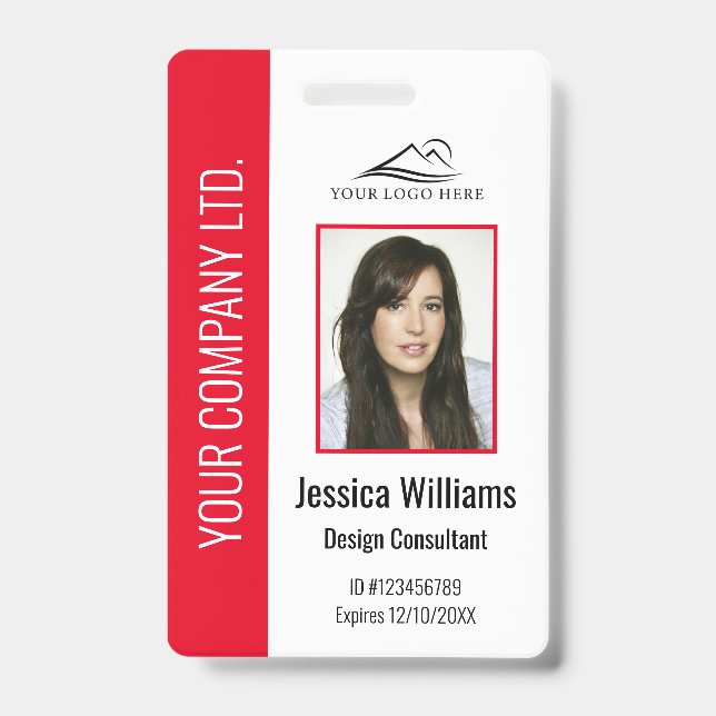 Personalised Corporate Employee Red ID Badge (Front)