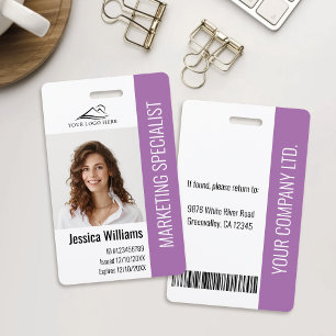 Personalised Corporate Employee Staff Purple ID ID Badge