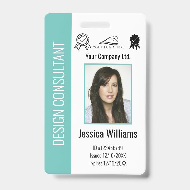 Personalised Corporate Employee Teal ID  Badge (Front)