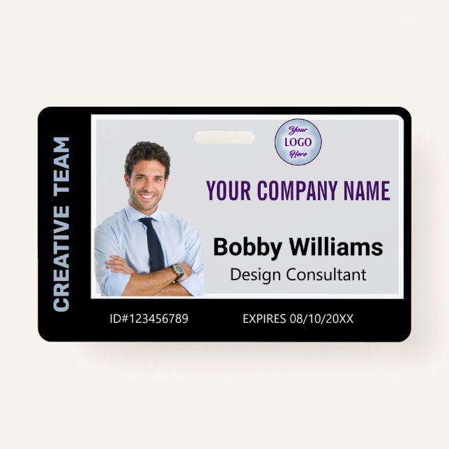 Personalised Corporate ID Employee Badge Black ID Badge (Front)