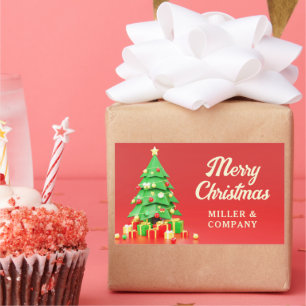 Personalised Corporate Merry Christmas Business Rectangular Sticker