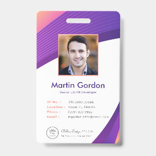 Personalised Corporate Modern Violet Employee ID Badge