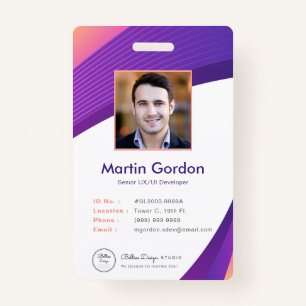 Personalised Corporate Modern Violet Employee ID ID Badge