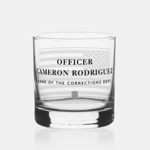Personalised Correctional Officer Thin Silver Line Whiskey Glass