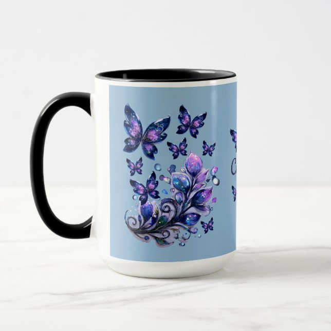 Personalised Cosmic Butterflies Blue Mug (Left)