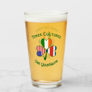 Personalised Costa Rican Irish American Shamrock Glass