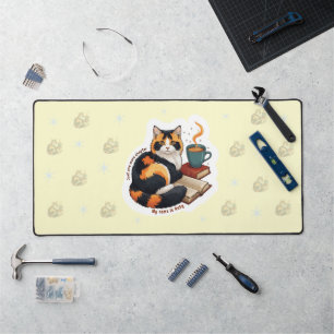 Personalised Cosy Calico Cat Large Desk Mat